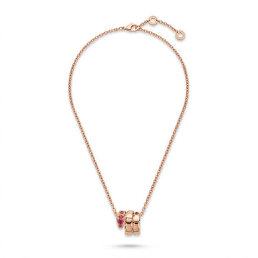Serpenti Rose Pavé Coiled Viper Pendant Necklace