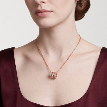 Serpenti Rose Pavé Crystal Coiled Viper Pendant Necklace