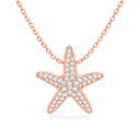 Stella Pave Starfish Pendant Necklace - Rose Gold