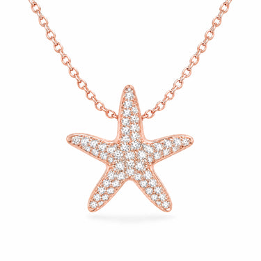 Stella Pave Starfish Pendant Necklace - Rose Gold