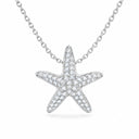 Stella Pave Starfish Pendant Necklace - White Gold