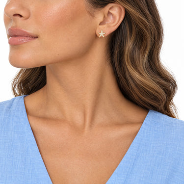 Stella Pave Starfish Stud Earrings