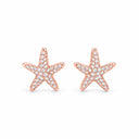 Stella Pave Starfish Stud Earrings - Rose Gold