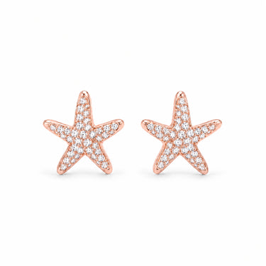 Stella Pave Starfish Stud Earrings - Rose Gold