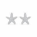 Stella Pave Starfish Stud Earrings - White Gold