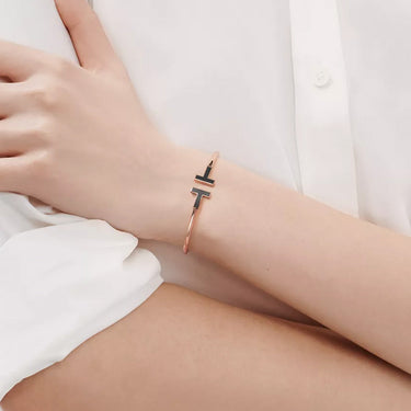 T Black Wire Bracelet