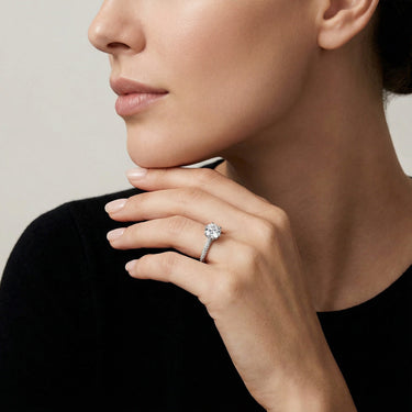 T Pavé Setting Engagement Ring