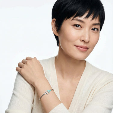 T Turquoise Wire Bracelet