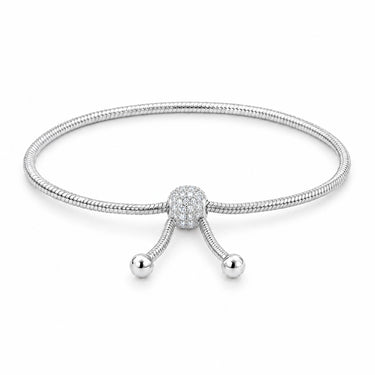 Talia Snake Chain Slider Bracelet - White Gold
