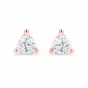 Trinity Trillion Cut Solitaire Stud Earrings - Rose Gold