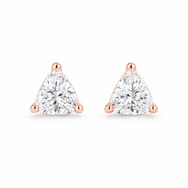 Trinity Trillion Cut Solitaire Stud Earrings - Rose Gold