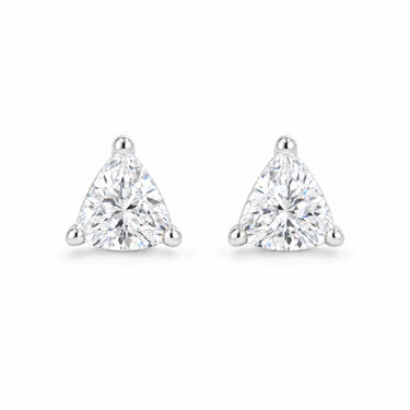 Trinity Trillion Cut Solitaire Stud Earrings - White Gold