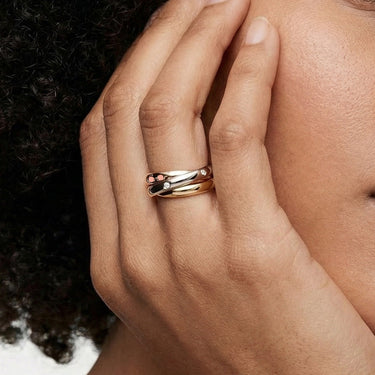 Triple Tone Interlocking Ring