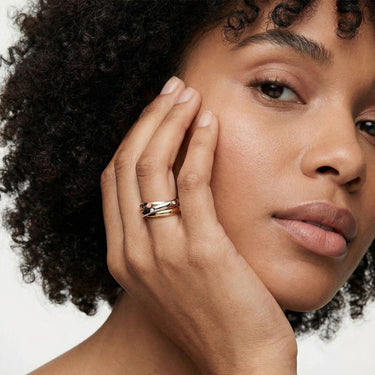 Triple Tone Interlocking Ring