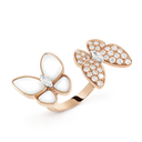 18K Two Butterfly Between the Finger Pearl Ring