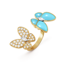 18K Two Butterfly Between the Finger Turquoise Ring