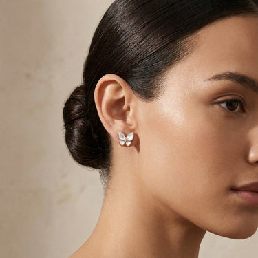 Two Butterfly Mother Of Pearl Earrings