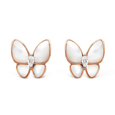 Two Butterfly Mother Of Pearl Earrings
