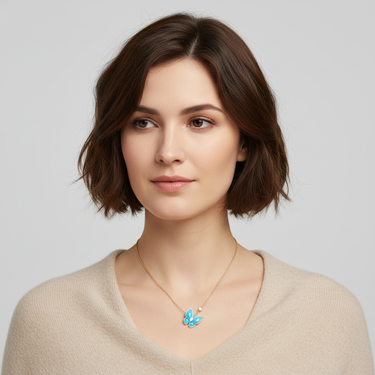 Two Butterfly Pendant With Turquoise Necklace