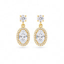 Valencia Oval Halo Drop Earrings