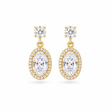 Valencia Oval Halo Drop Earrings