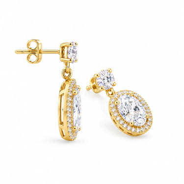 Valencia Oval Halo Drop Earrings