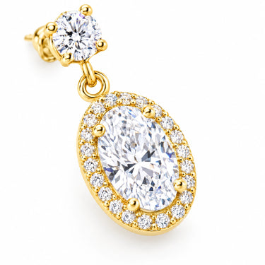 Valencia Oval Halo Drop Earrings