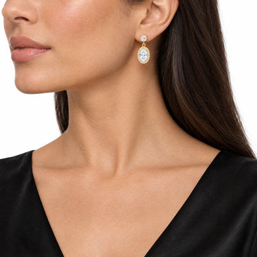 Valencia Oval Halo Drop Earrings