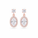 Valencia Oval Halo Drop Earrings - Rose Gold