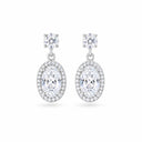 Valencia Oval Halo Drop Earrings - White Gold