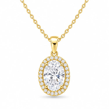 Valencia Oval Halo Pendant Necklace