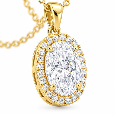 Valencia Oval Halo Pendant Necklace