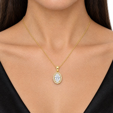 Valencia Oval Halo Pendant Necklace