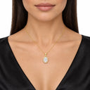 Valencia Oval Halo Pendant Necklace