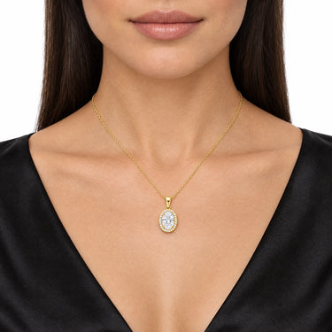 Valencia Oval Halo Pendant Necklace