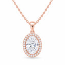 Valencia Oval Halo Pendant Necklace - Rose Gold