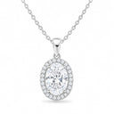 Valencia Oval Halo Pendant Necklace - White Gold