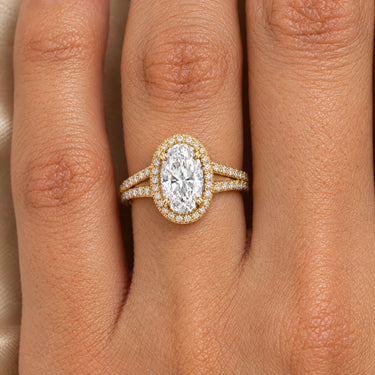 Valentina Oval Halo Split Shank Ring