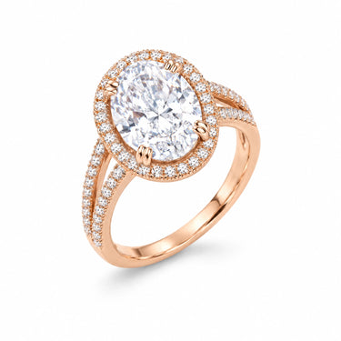 Valentina Oval Halo Split Shank Ring - Rose Gold
