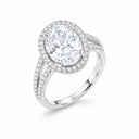 Valentina Oval Halo Split Shank Ring - White Gold