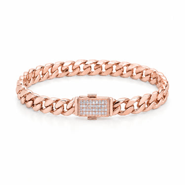 Vera Curb Chain Pave Clasp Bracelet - Rose Gold