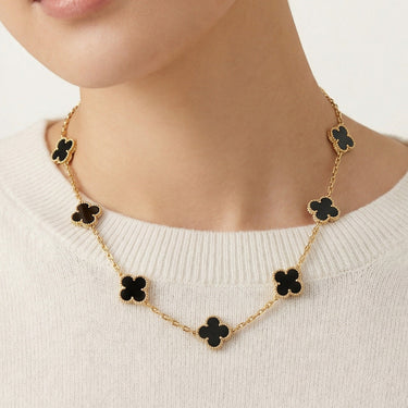 Vintage Alhambra Black 10 Motifs Clover Necklace