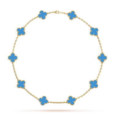 18K Vintage Alhambra Agate 10 Motifs Necklace
