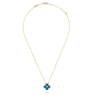 Vintage Alhambra Blue Agate Clover Necklace