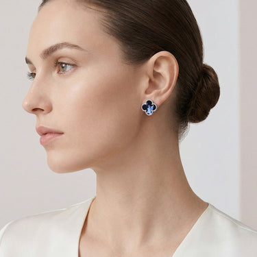 Vintage Alhambra Blue Enamel Earrings