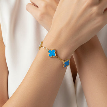 Vintage Alhambra Five Motifs Agate Clover Bracelet