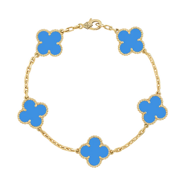 18K Vintage Alhambra Five Motifs Agate Bracelet