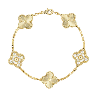 18K Vintage Alhambra Five Motifs Diamonds Bracelet