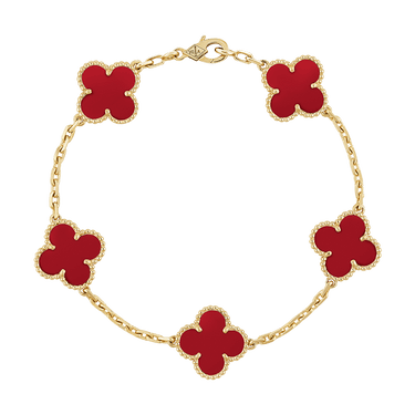 18K Vintage Alhambra Five Motifs Carnelian Bracelet