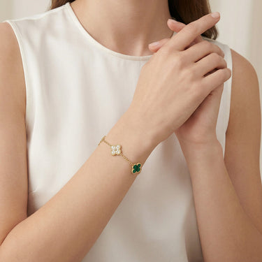 Vintage Alhambra Five Motifs Malachite Bracelet